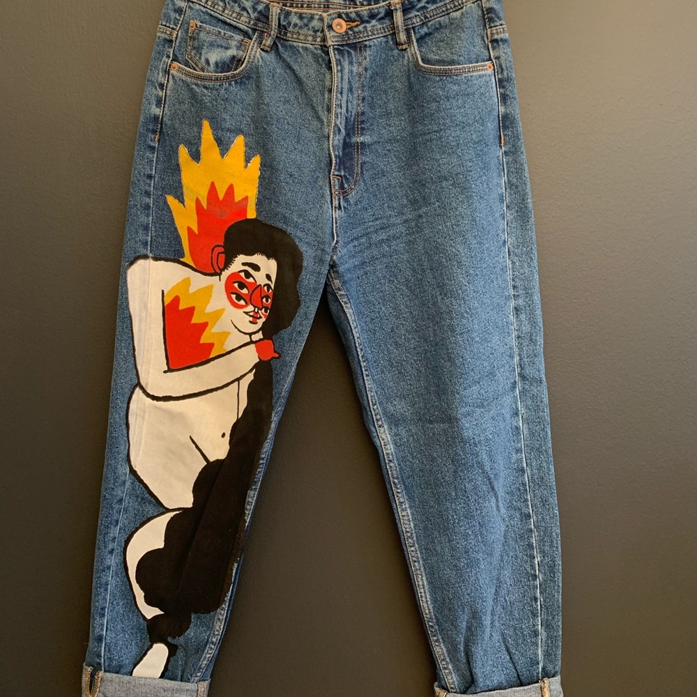 Zara Ricardo Cavolo Painted Lady Mom Jeans